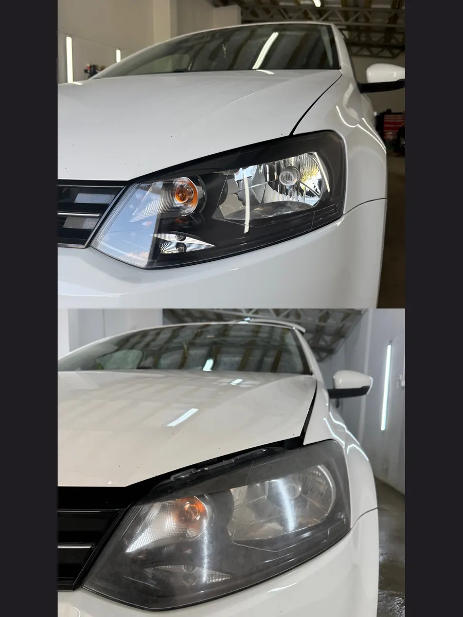 Reflektor przed renowacją i po niej, dwa ujęcia obok siebie